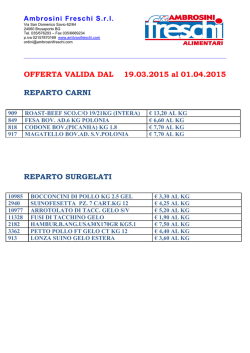 OFFERTA VALIDA DAL 19.03.2015 al 01.04.2015 REPARTO