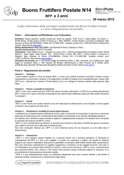 Buono Fruttifero Postale N14 - Cassa depositi e prestiti spa