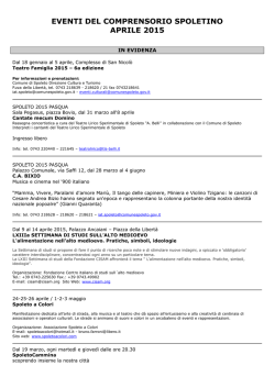 Anticipazioni MANIFESTAZIONI APRILE 2015