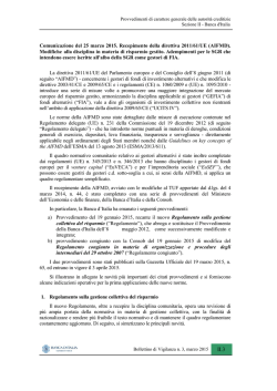 Comunicazione del 25 marzo 2015. Recepimento della direttiva