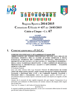 COMUNICATO UFFICIALE N.01