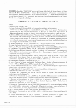 IL PRESIDENTE IN QUALITA` DI COMMISSARIO AD ACTA Piano di