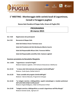 1&deg; MEETING : Monitoraggio delle variet&agrave; locali di Leguminose