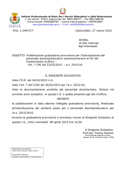 Prot. n.2497/C7 Castrovillari, 27 marzo 2015 All`Albo Al Sito Internet