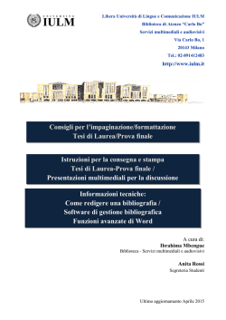 Consigli per l`impaginazione/formattazione Tesi di Laurea/Prova