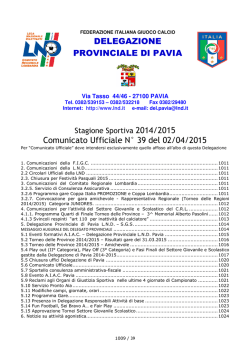 Comunicato ufficiale N.39