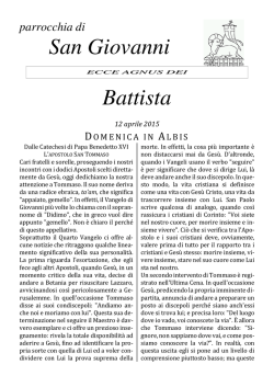 Domenica in Albis 12 Aprile 2015 - Parrocchia di San Giovanni in