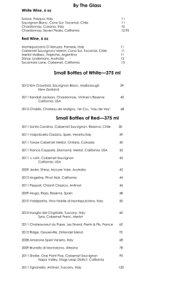 By The Glass Small Bottles of White&mdash;375 ml Small Bottles of