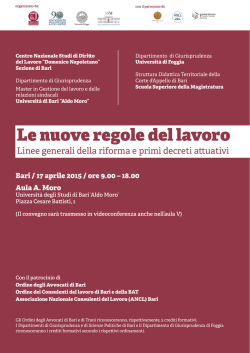 Le nuove regole del lavoro - Universit&agrave; degli Studi di Foggia