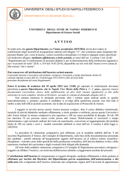 A V V I S O - Università degli Studi di Napoli Federico II