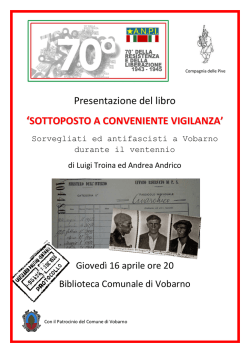 Presentazione del libro `SOTTOPOSTO A CONVENIENTE VIGILANZA`