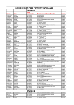 GRUPPO 1 GRUPPO 2 ELENCO CORSISTI POLO FORMATIVO