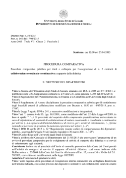 Bando - Universit&agrave; degli Studi di Sassari