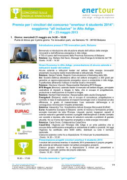 Programma visita in Alto Adige: energia rinnovabile ed efficienza