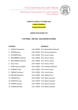 Universit&agrave; Politecnica delle Marche - Dipartimento di Scienze della