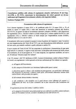 Documento di consultazione 2014 - Dipartimento del Tesoro