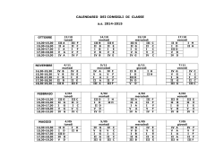 CALENDARIO DEI CONSIGLI DI CLASSE a.s. 2014