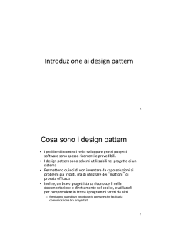 Introduzione ai design pattern Cosa sono i design pattern