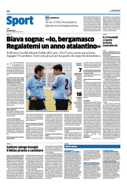 Biava sogna: «Io, bergamasco Regalatemi un anno atalantino»