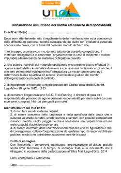 Dichiarazione assunzione del rischio ed esonero di responsabilit&agrave;