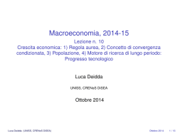 Macroeconomia, 2014-15 - Lezione n. 10 Crescita