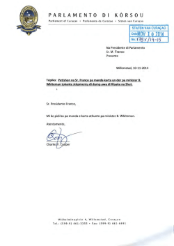 Brief d.d. 10 november 2014 van het Statenlid C.F. Cooper aan de