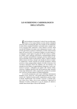 RACCOMANDAZIONI SCREENING