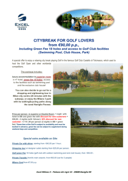 CITYBREAK FOR GOLF LOVERS from &euro;90,00 p.p.,
