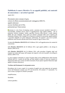 Pubblicate le nuove Direttive Ue su appalti pubblici