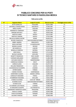 PUBBLICO CONCORSO PER N.9 POSTI DI TECNICO