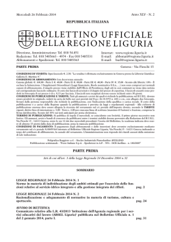 Bollettino ufficiale della Regione Liguria n.2 del 26 febbraio 2014