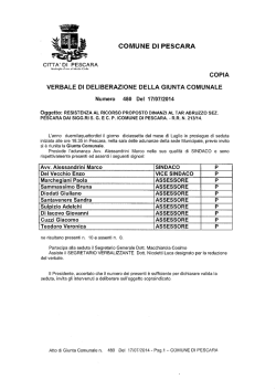 comune di pescara copia verbale di deliberazione della giunta