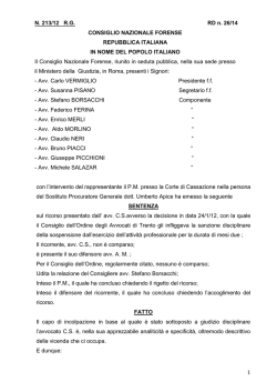 sentenza pronunciata dal medesimo CNF il 18/03/2014 n. 26