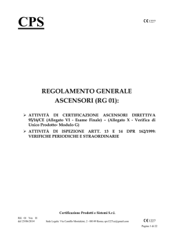 REGOLAMENTO GENERALE ASCENSORI (RG 01):
