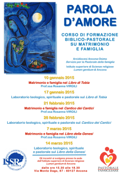 Formazione biblico pastorale su matrimonio e famiglia 2015