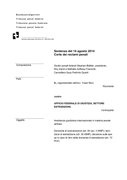 Sentenza del 14 agosto 2014 Corte dei reclami penali