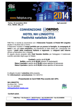 CONVENZIONE HOTEL NH LINGOTTO Festivit&agrave;
