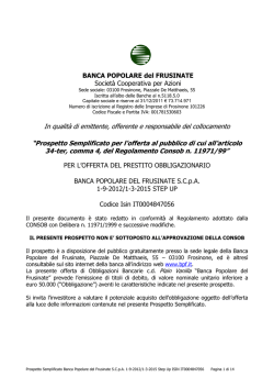 Prospetto Informativo Semplificato obbligazioni 01032015 Step Up