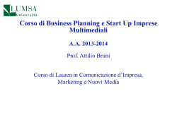 Corso: Business Planning e Start Up Imprese Multimediali