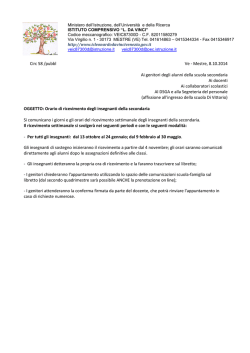 Circ 58 /pubbl Ve - Mestre, 8.10.2014 Ai genitori degli alunni della