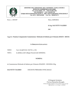Prot. n. 2937/FP Flero, 25/09/2014 Al sig. SALVETTI VALERIO Atti