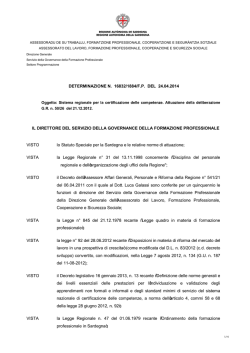 Determinazione n&deg; 16832-1884 F.P. del 24.04.2014