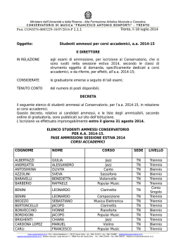 Prot. CONSTN-0003229-18/07/2014-P 1.1.1 Trento, l&igrave; 18 luglio 2014