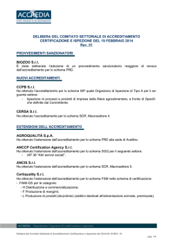 DELIBERA DEL COMITATO SETTORIALE DI