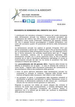 Antonella Bolla RICHIESTA DI RIMBORSO DEL