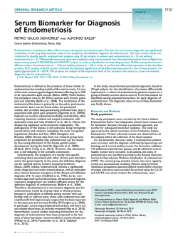 Serum Biomarker for Diagnosis of Endometriosis