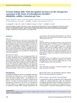 Versione Italiana della &ldquo;Early Recognition Inventory for the