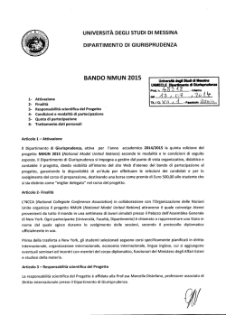 Bando Progetto NMUN 2015 - Università degli Studi di Messina