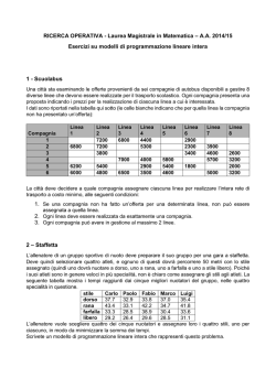 Esercizi su Modelli PLI - Dipartimento di Matematica