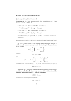 Riassunto delle lezioni sulle forme bilineari simmetriche.